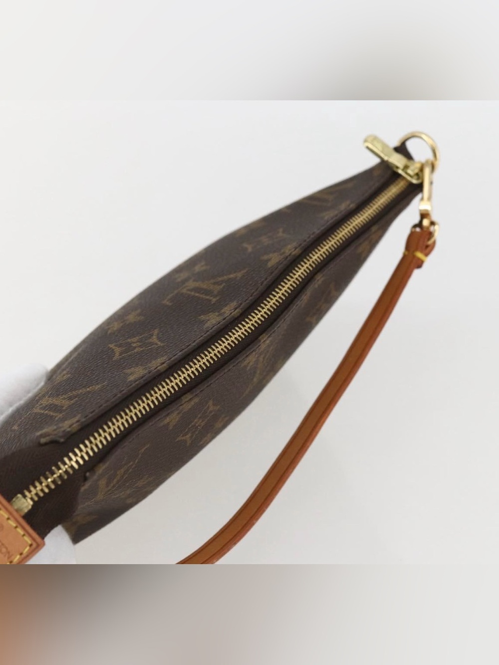 Louis Vuitton Monogram Pochette Shoulder Bag in Brown with Tan Strap - Picture 6 of 16